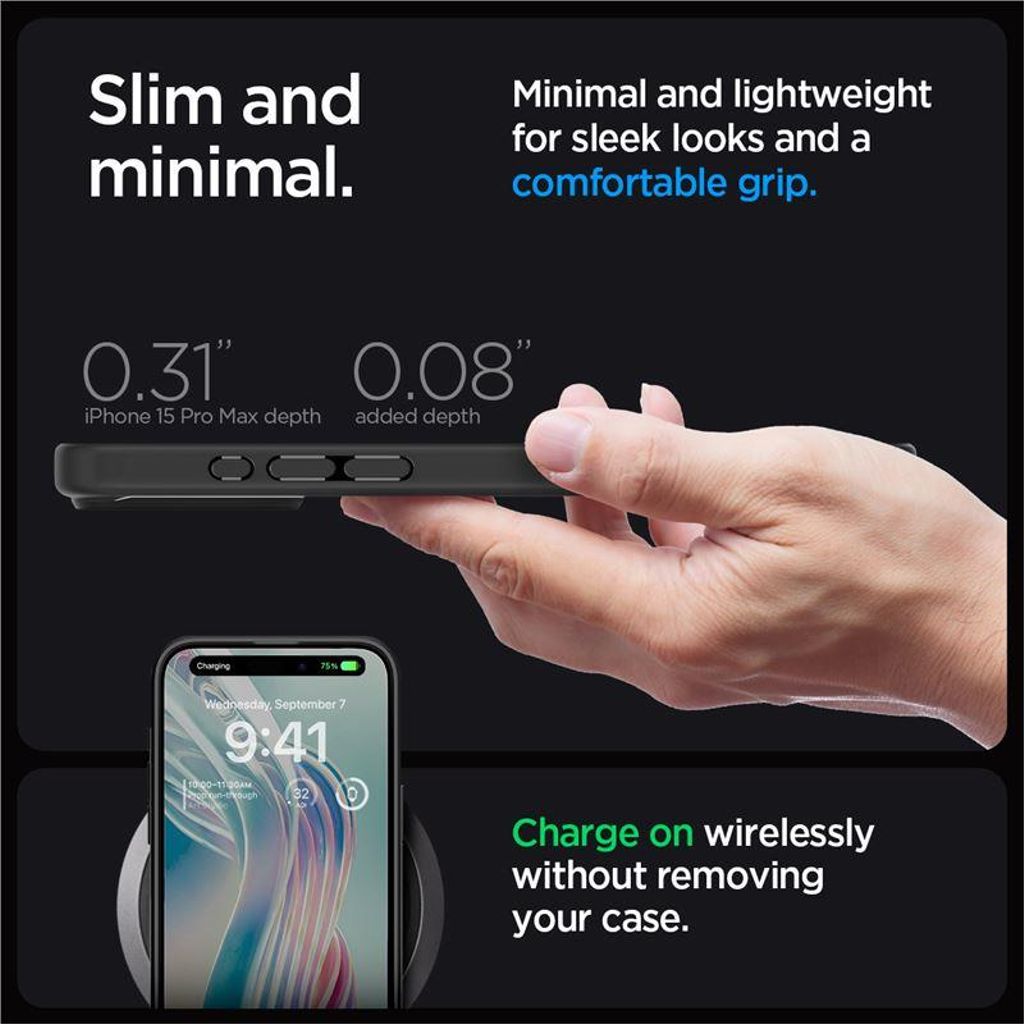 Spigen Ultra Hybrid Deksel til iPhone 15 Pro Max - Gjennomsiktig svart