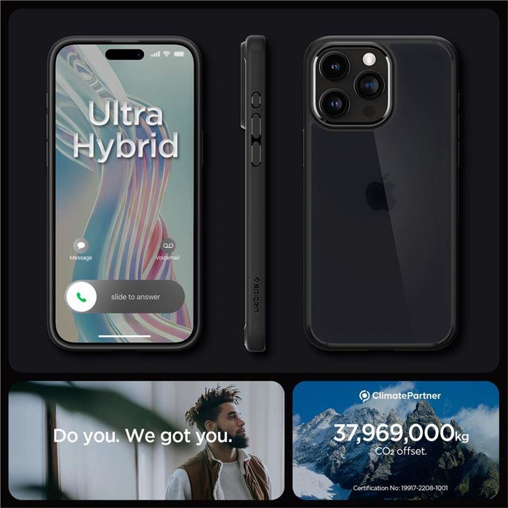 Spigen Ultra Hybrid Deksel til iPhone 15 Pro Max - Gjennomsiktig svart