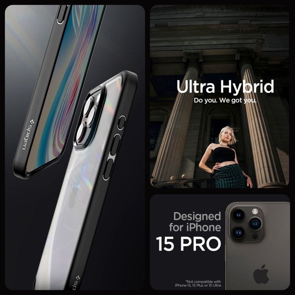 Spigen Ultra Hybrid Case for iPhone 15 Pro - Matte Black