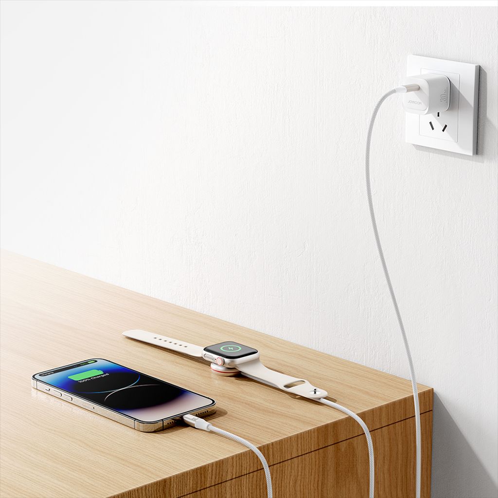 Joyroom S-IW012 Lightning-kabel og induktiv lader til Apple Watch – hvit