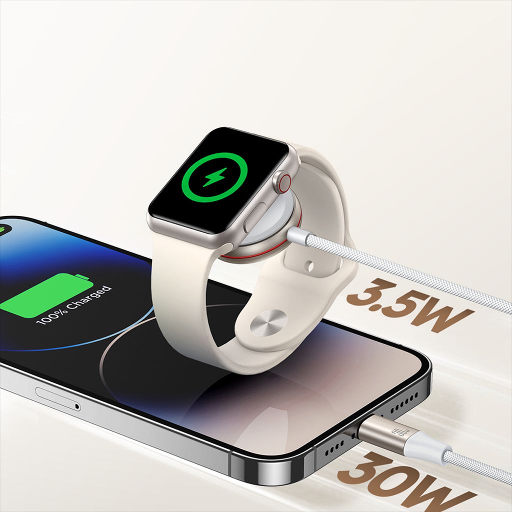 Joyroom S-IW012 Lightning-kabel og induktiv lader til Apple Watch – hvit
