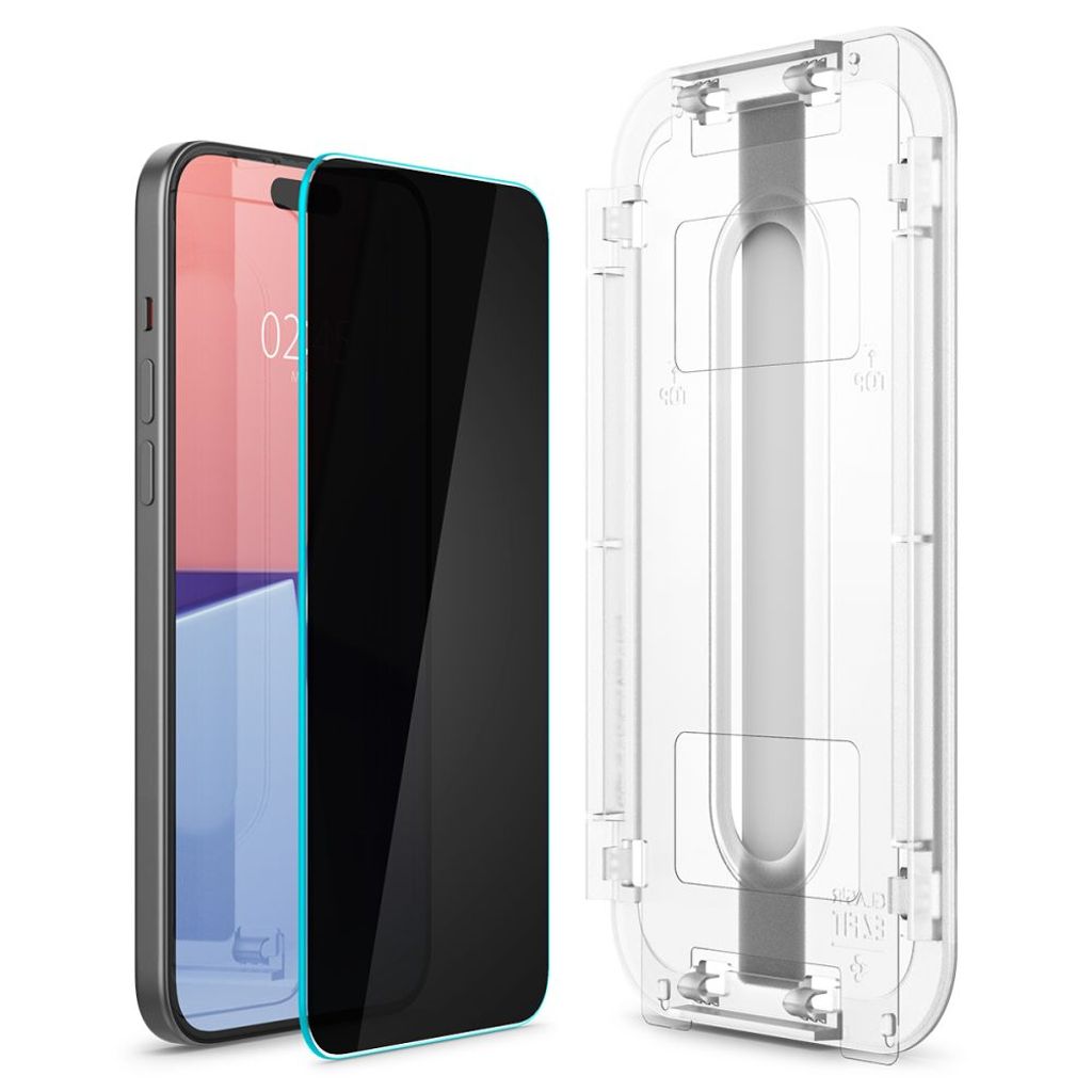 Spigen Glas.tR EZ Fit Privacy Screen Protector for iPhone 15/16 - Transparent