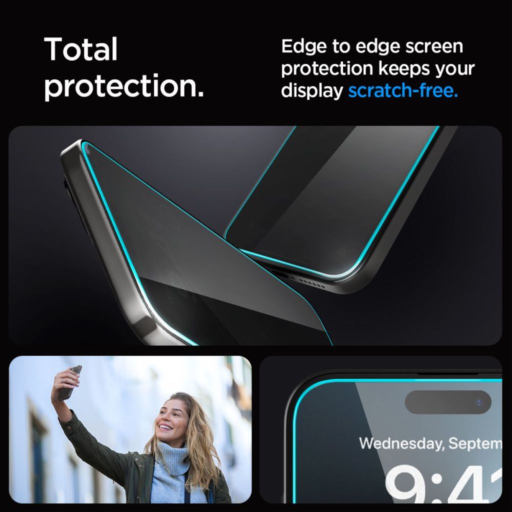 Spigen Glas.tR EZ Fit Privacy Screen Protector for iPhone 15/16 - Transparent
