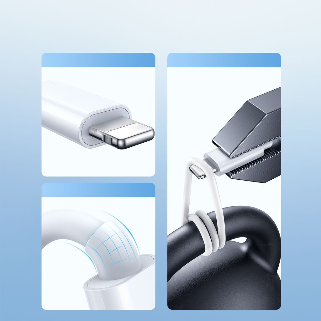 Joyroom S-IW008 3-i-1 magnetisk ladekabel USB-A til Lightning/USB-C 1,2m hvit