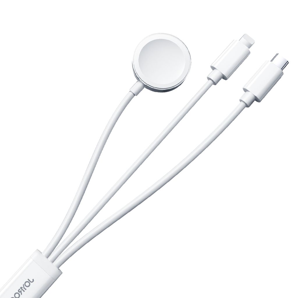 Joyroom S-IW008 3-i-1 magnetisk ladekabel USB-A til Lightning/USB-C 1,2m hvit