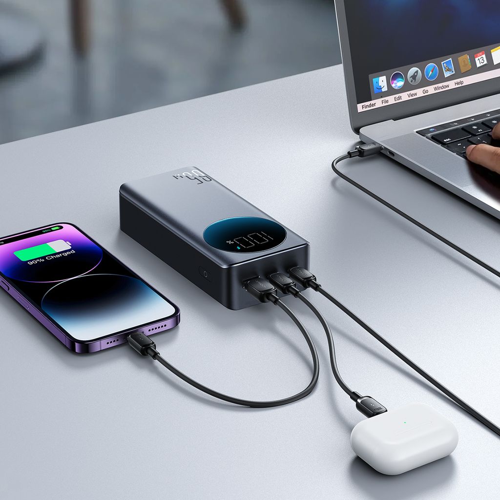 Joyroom 30000mAh 65W power bank med digital skjerm (JR-PBF05) - svart