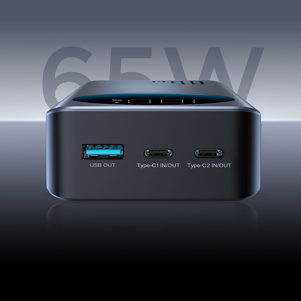 Joyroom 30000mAh 65W power bank med digital skjerm (JR-PBF05) - svart