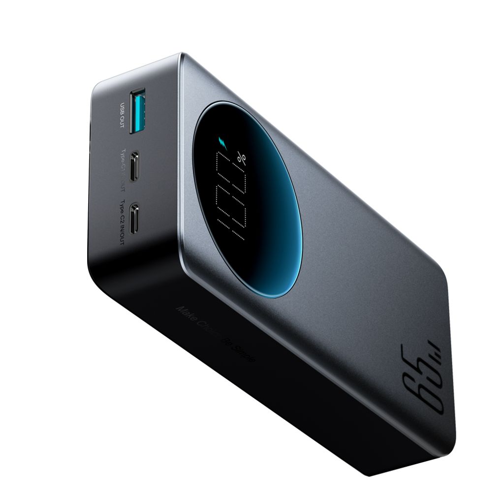 Joyroom 30000mAh 65W power bank med digital skjerm (JR-PBF05) - svart