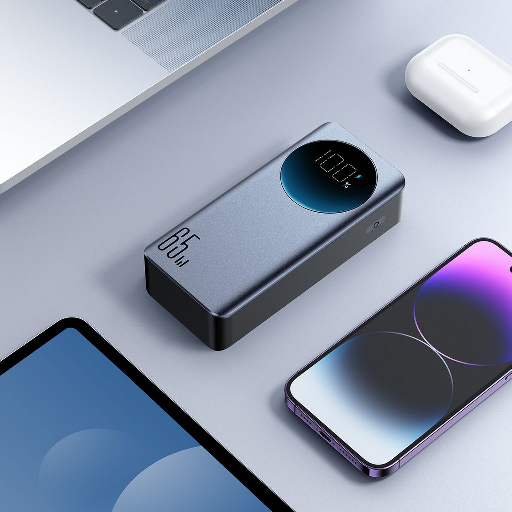 Joyroom 30000mAh 65W power bank med digital skjerm (JR-PBF05) - svart