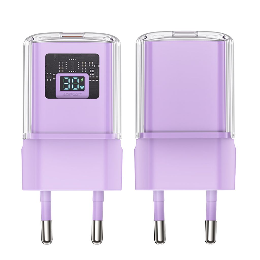 Acefast A53 PD 30W GaN USB-C laddare med display - lila