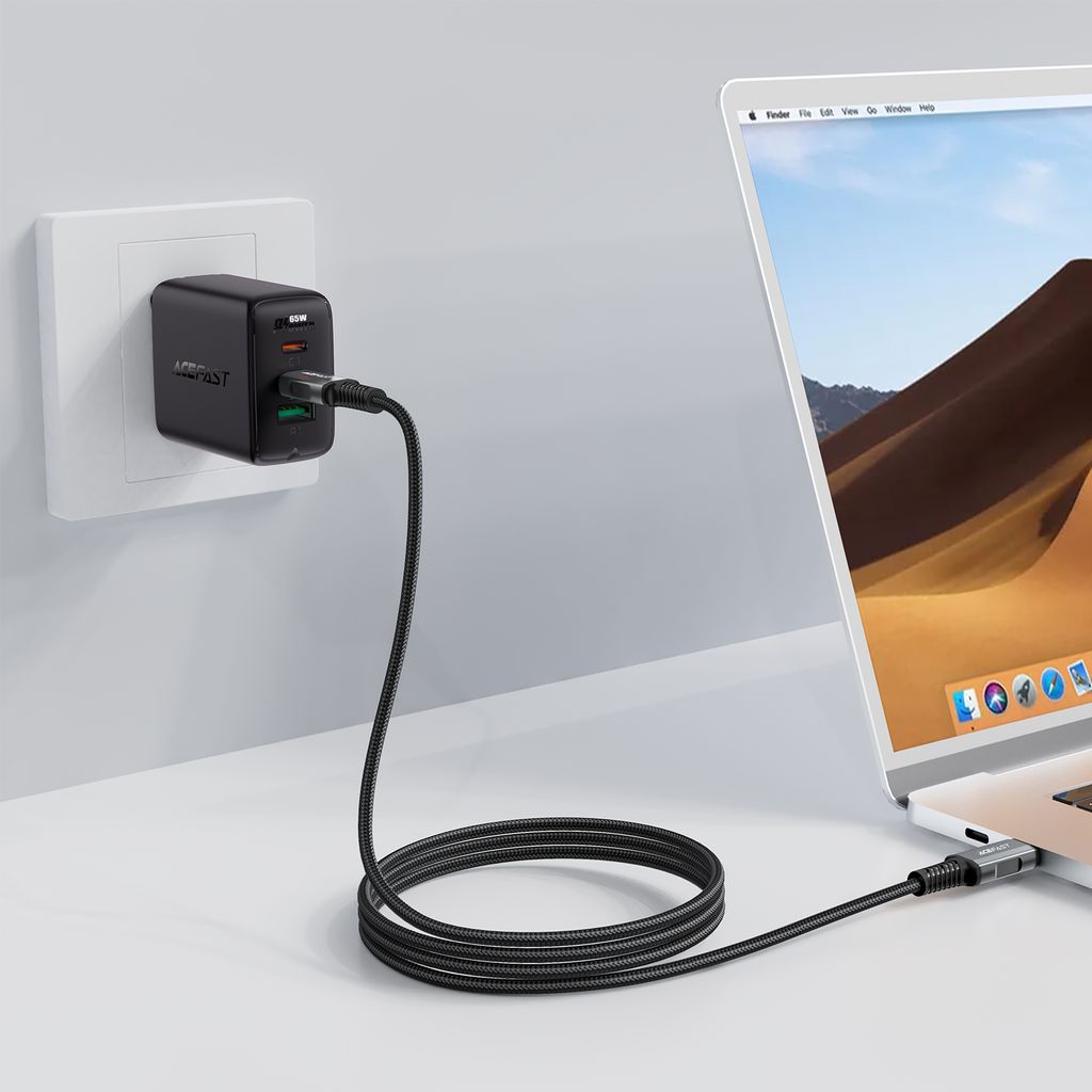 Acefast C1-09 USB-C / USB-C USB4 PD3.1 kabel 5A 1m - grå-sort