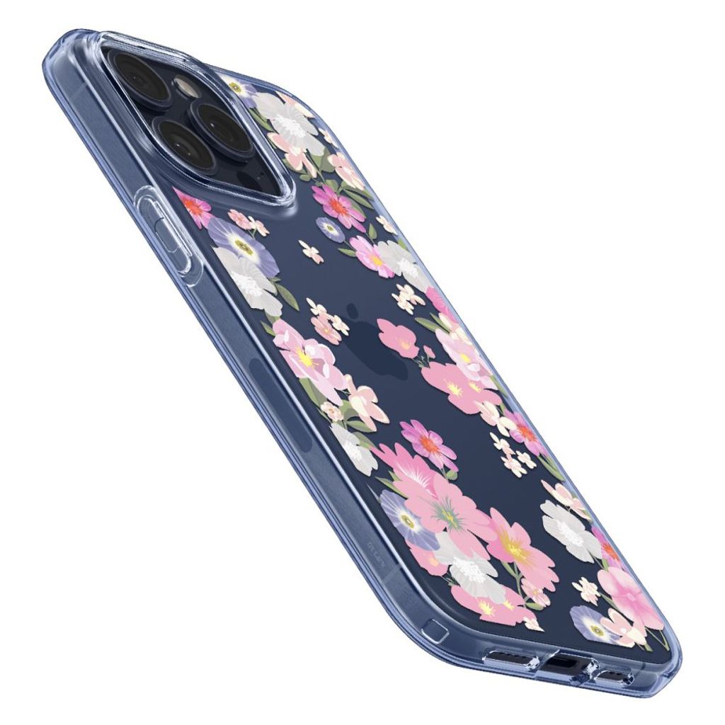 Spigen Liquid Crystal Case for iPhone 15 Pro - Pink And Blue Flowers