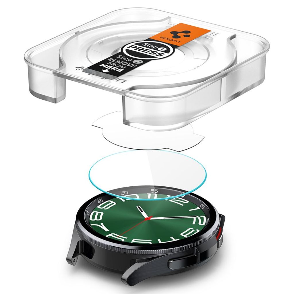 Spigen Glas.tR EZ Fit Screen Protector for Samsung Galaxy Watch 6 Classic (47mm), 2-pack