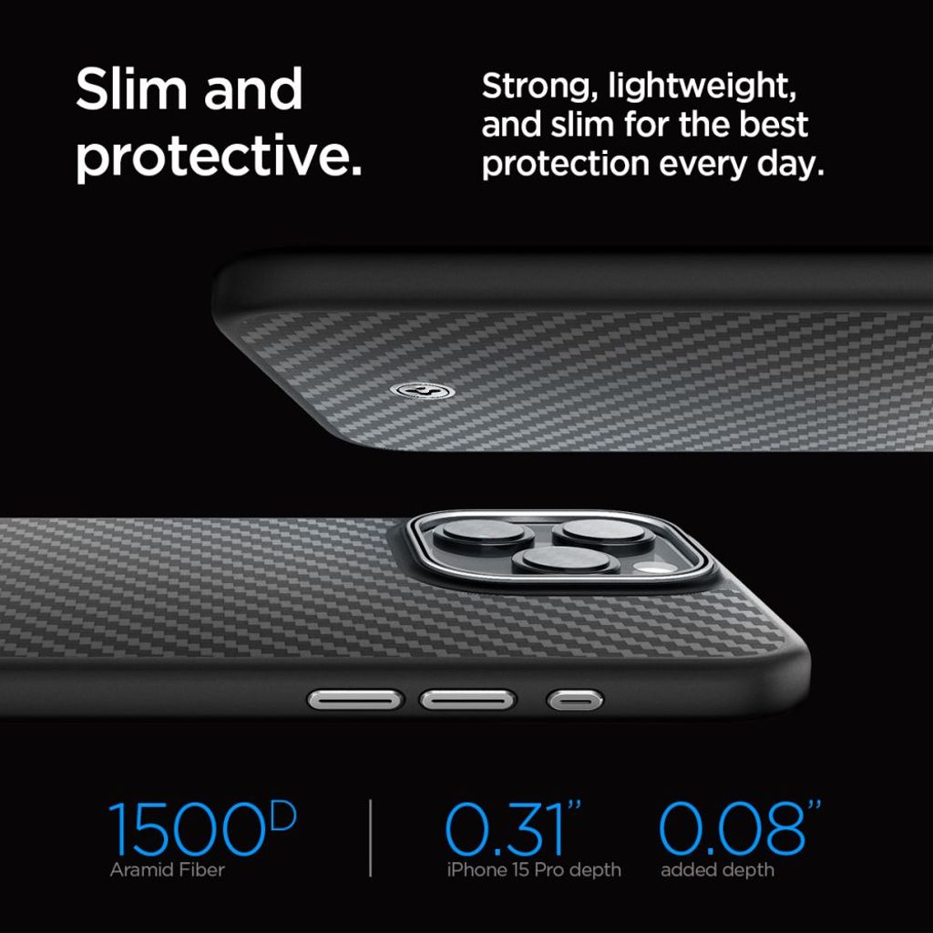 Spigen Enzo Aramid MagSafe Case for iPhone 15 Pro - Matte Black
