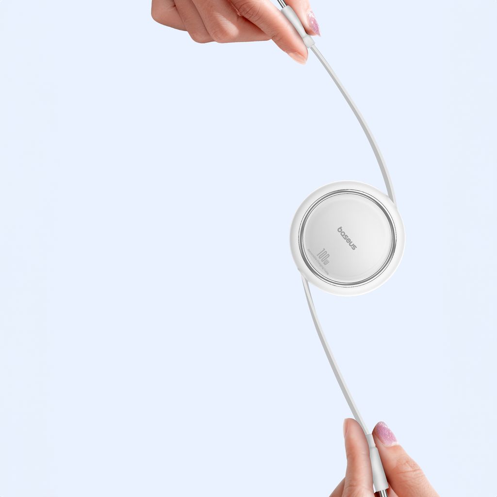 Baseus Free2Draw Mini USB-C til USB-C 100W udtrækkeligt kabel 1m – hvid