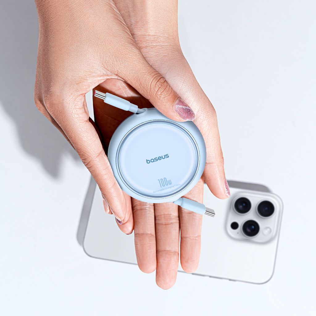 Baseus Free2Draw Mini retractable USB-C til USB-C kabel 100W 1m - blå