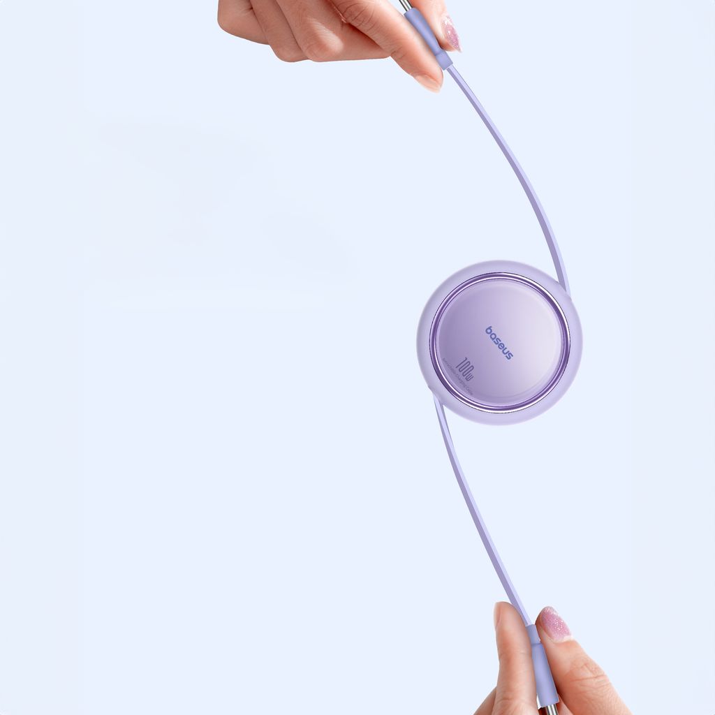 Baseus Free2Draw Mini USB-C til USB-C retrækkeligt kabel 100W 1m – lilla