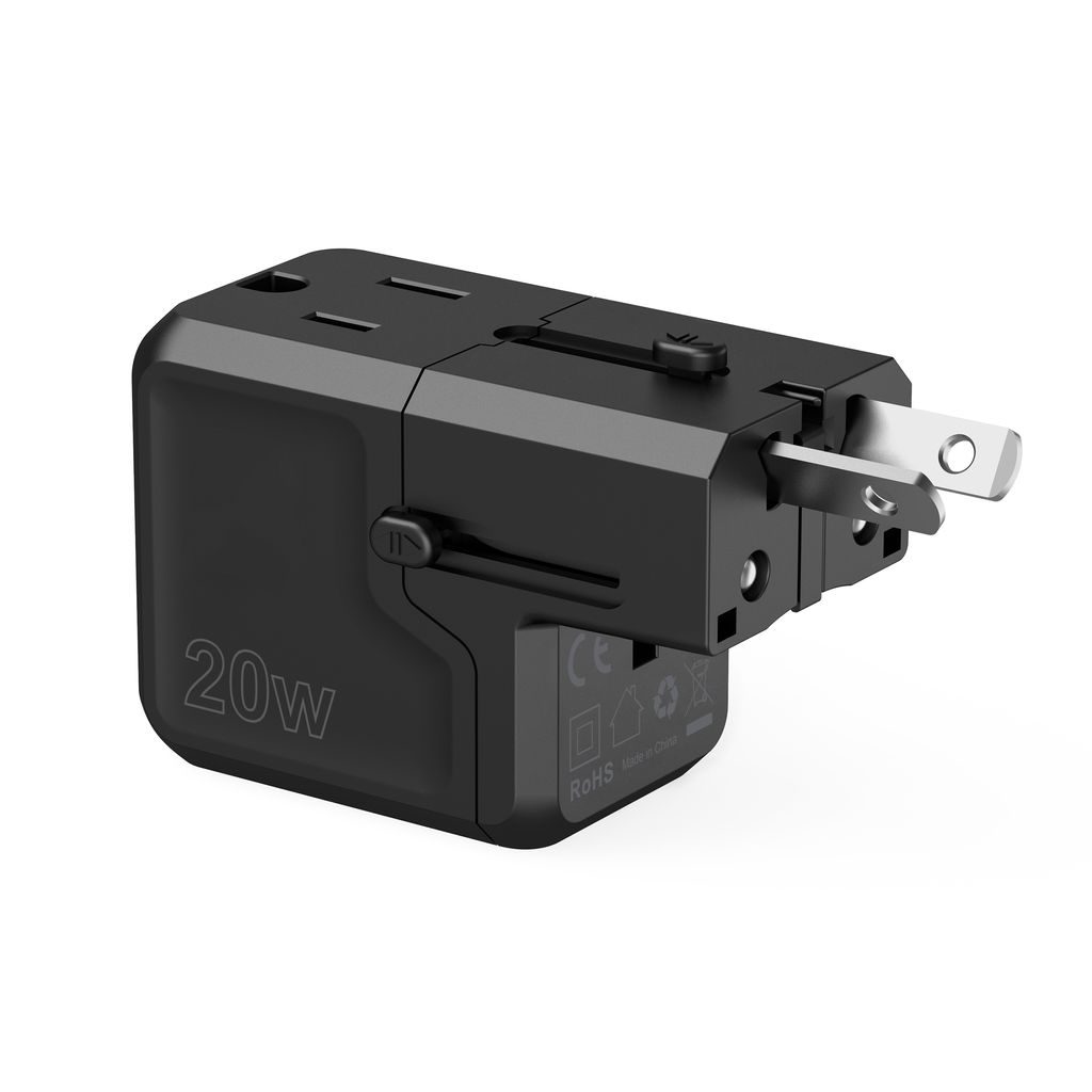 Choetech PD6038 reiselader 20W USB-C/USB-A universal – svart