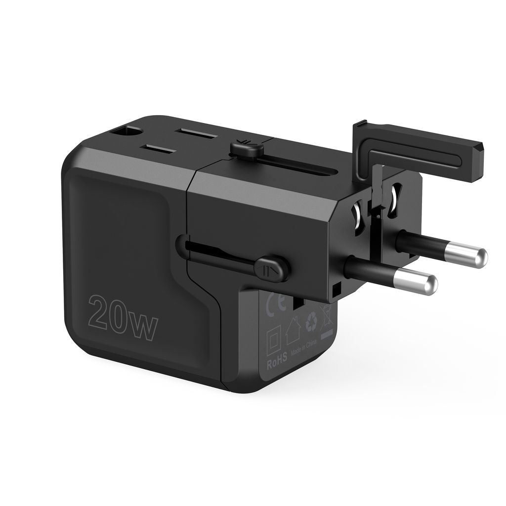 Choetech PD6038 reiselader 20W USB-C/USB-A universal – svart