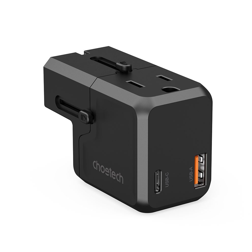 Choetech PD6038 reiselader 20W USB-C/USB-A universal – svart