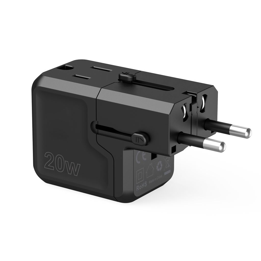 Choetech PD6038 reiselader 20W USB-C/USB-A universal – svart