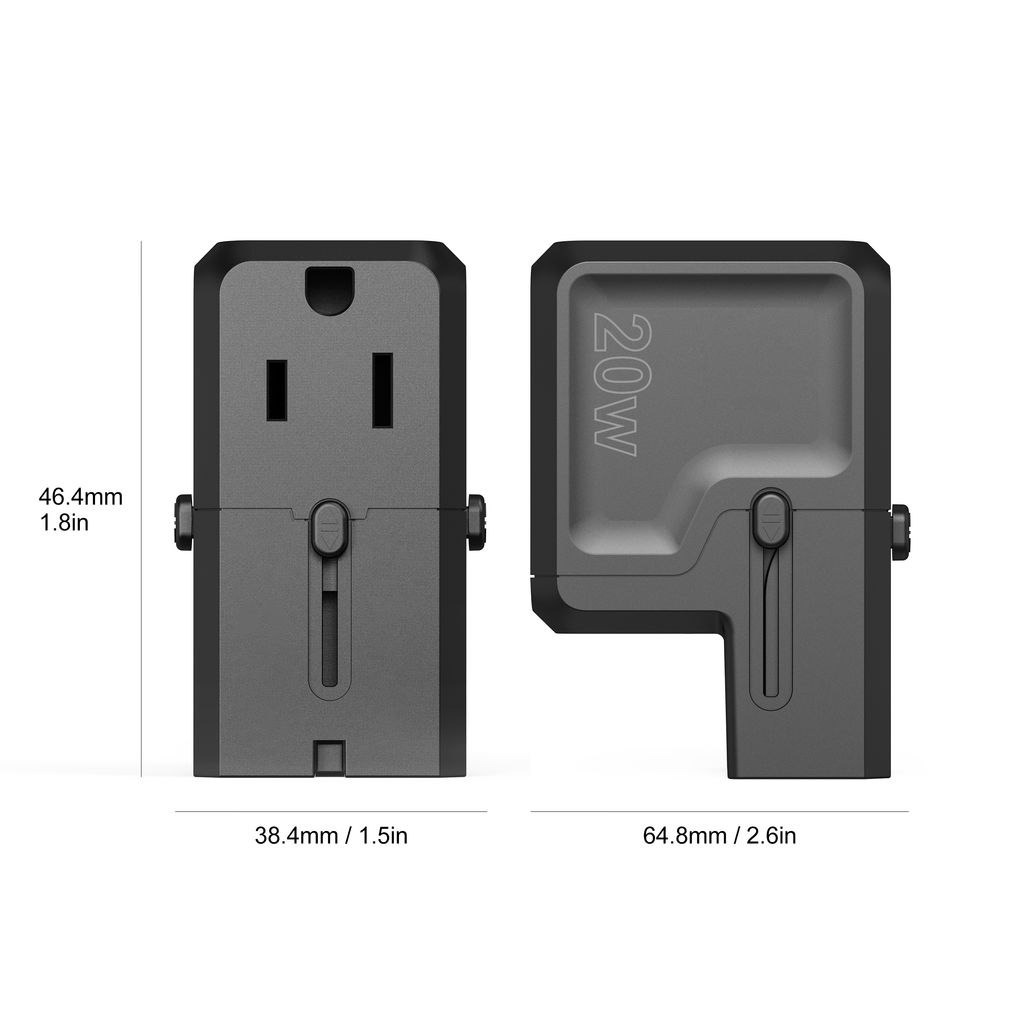 Choetech PD6038 reiselader 20W USB-C/USB-A universal – svart