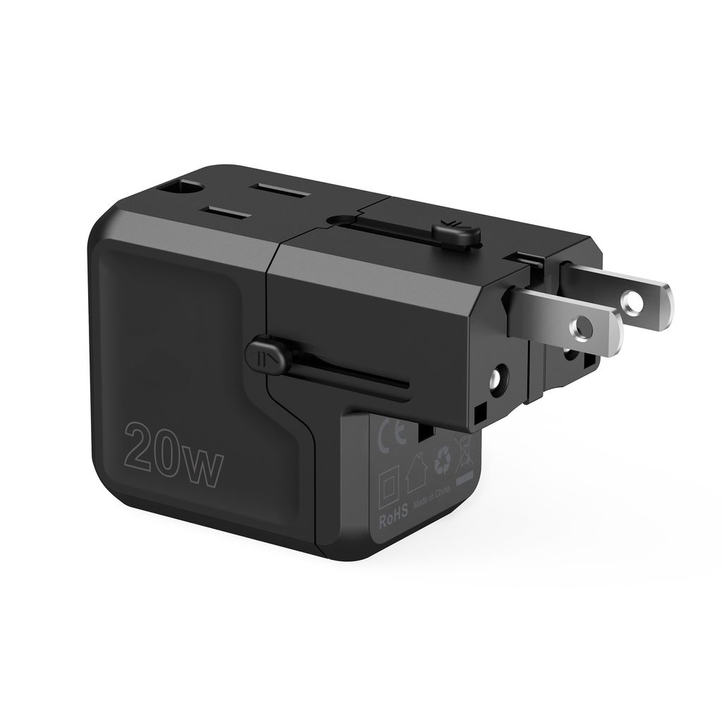 Choetech PD6038 reiselader 20W USB-C/USB-A universal – svart