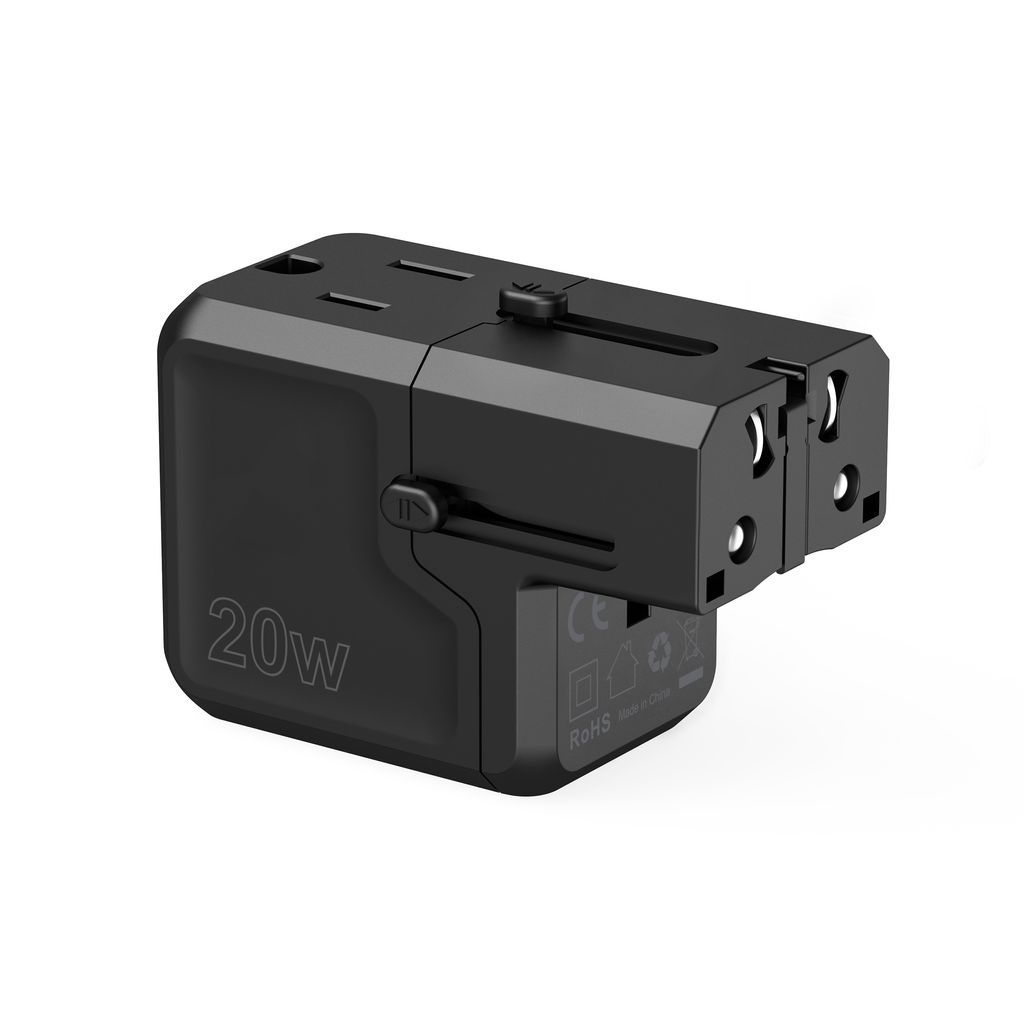 Choetech PD6038 reiselader 20W USB-C/USB-A universal – svart