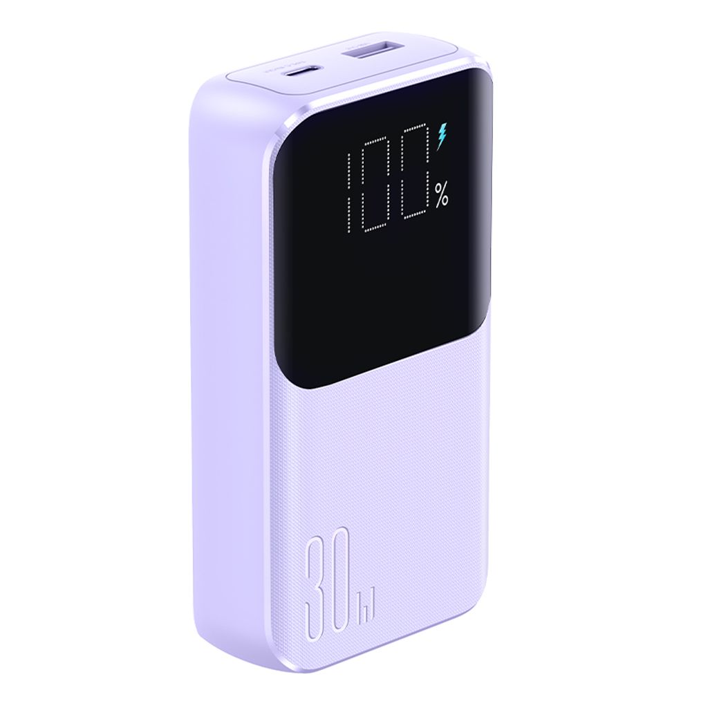 Joyroom JR-PBC07 20000mAh 30W mini powerbank med USB-C og Lightning kabler – lilla