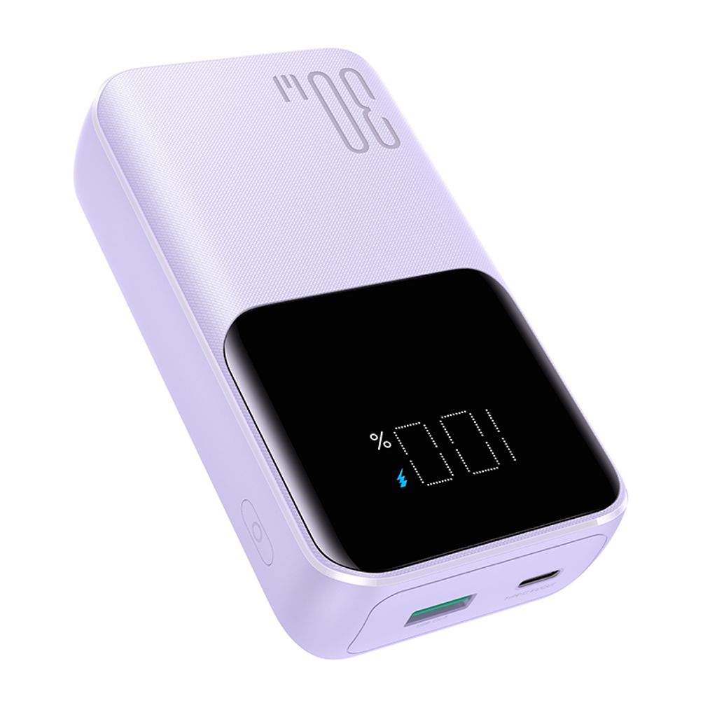 Joyroom JR-PBC07 20000mAh 30W mini powerbank med USB-C og Lightning kabler – lilla