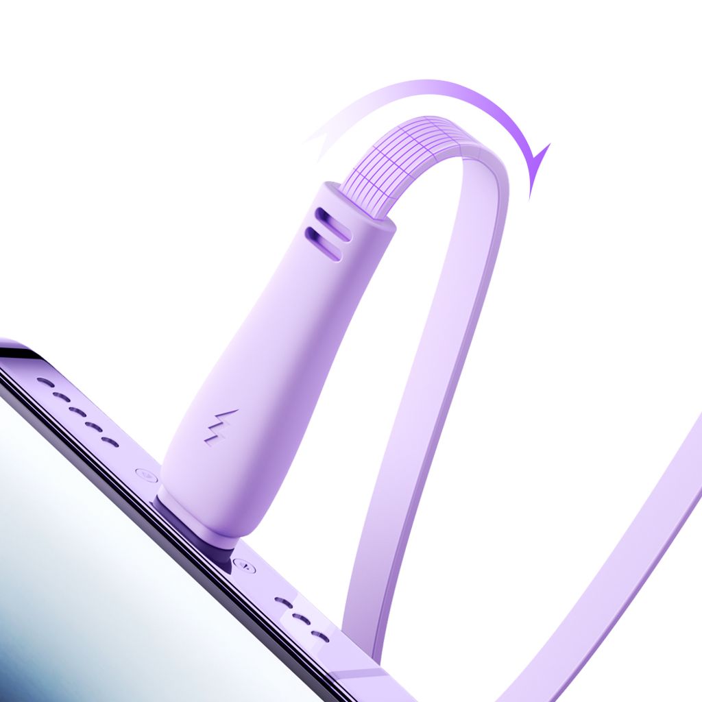 Joyroom Colorful Series S-A40 uttrekkbar 3-i-1 USB-kabel 1m lilla