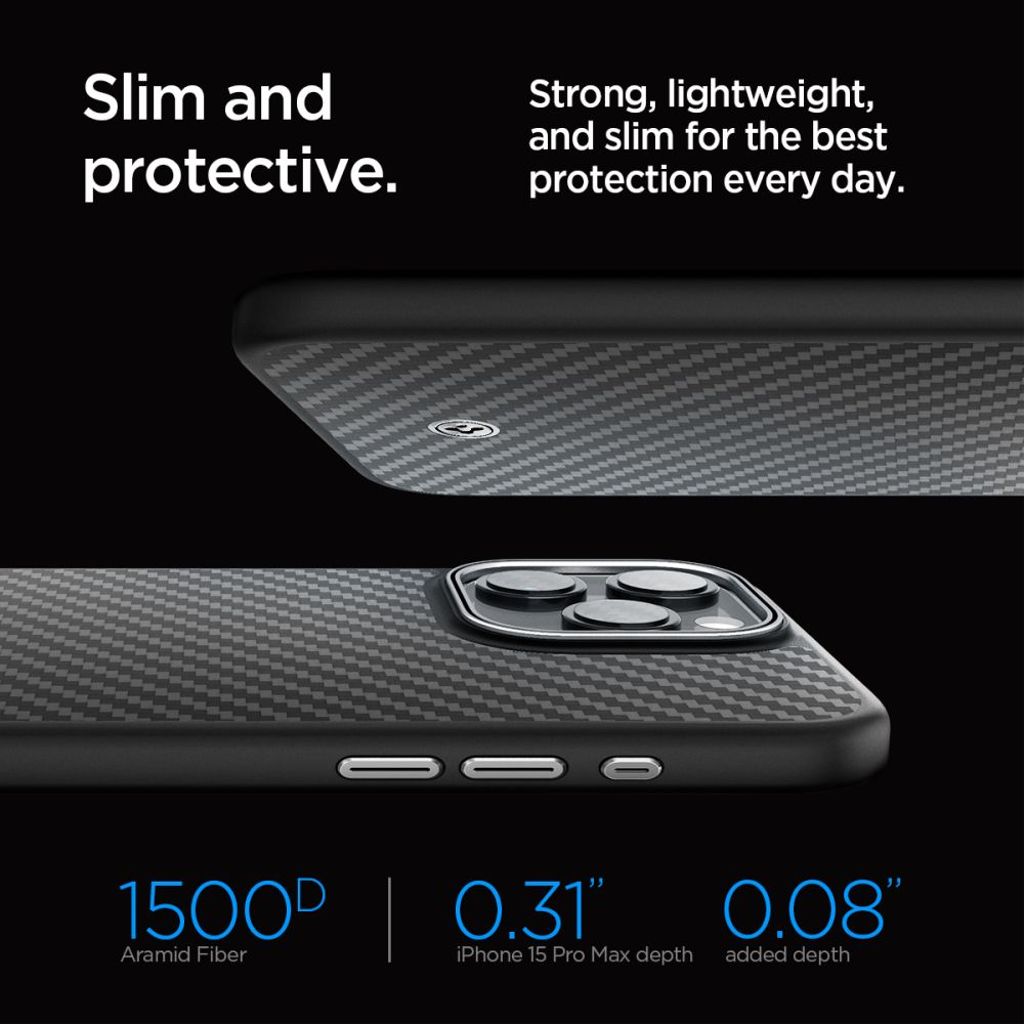 Spigen Enzo Aramid MagSafe Deksel til iPhone 15 Pro Max - Matte Black