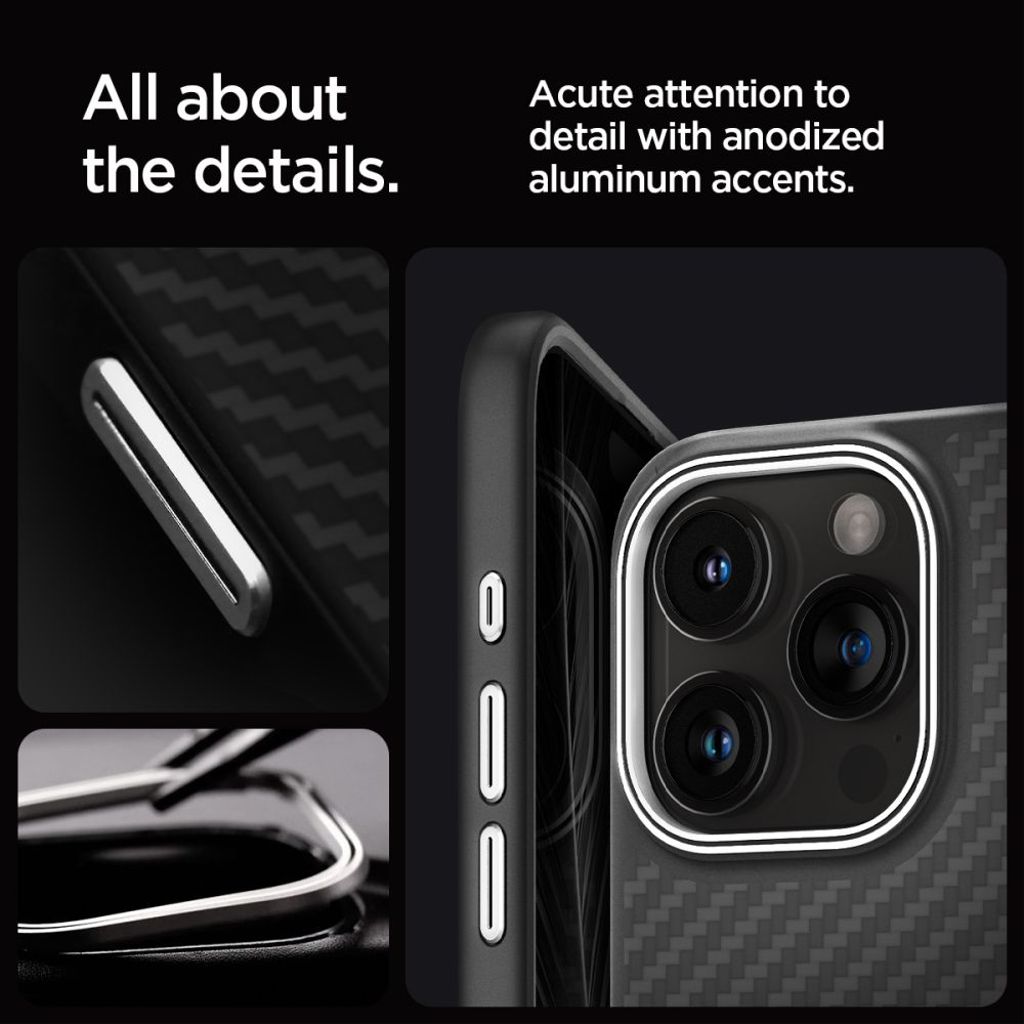Spigen Enzo Aramid MagSafe Deksel til iPhone 15 Pro Max - Matte Black