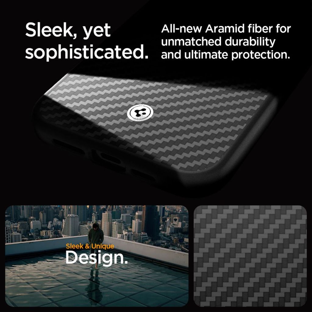 Spigen Enzo Aramid MagSafe Deksel til iPhone 15 Pro Max - Matte Black