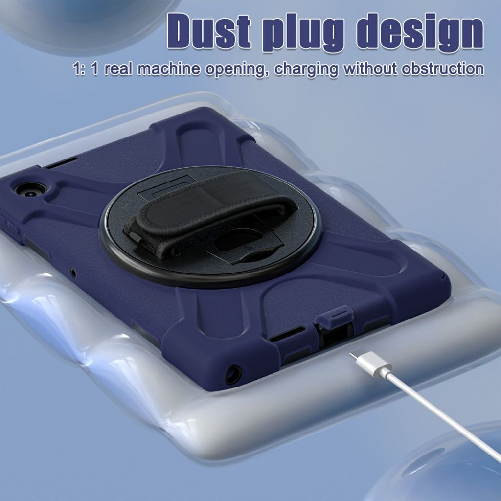 Lenovo Tab 10.1 2025/Zhaoyang K10C Deksel 360° Håndgrep - Mørk blå