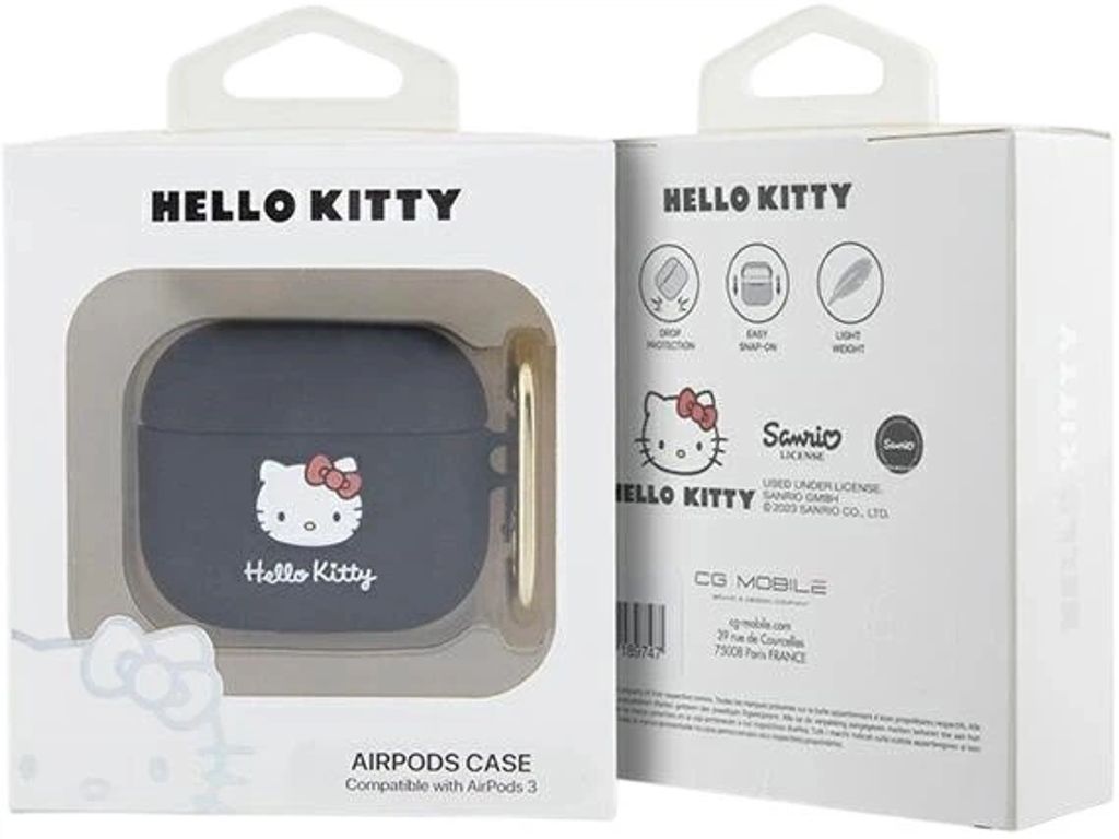 Hello Kitty 3D Silikon Fodral till Airpods 3 - Svart