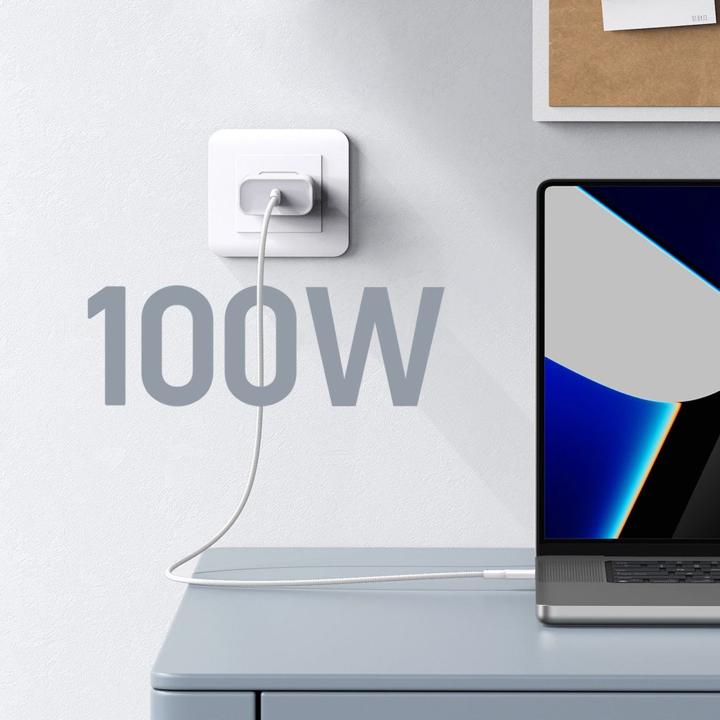 Ugreen US557 USB-C / USB-C PD kabel 100W 1m - hvid