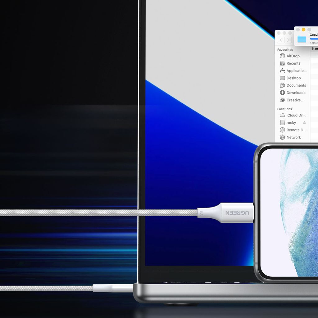 Ugreen US557 USB-C / USB-C PD kabel 100W 1m - hvid