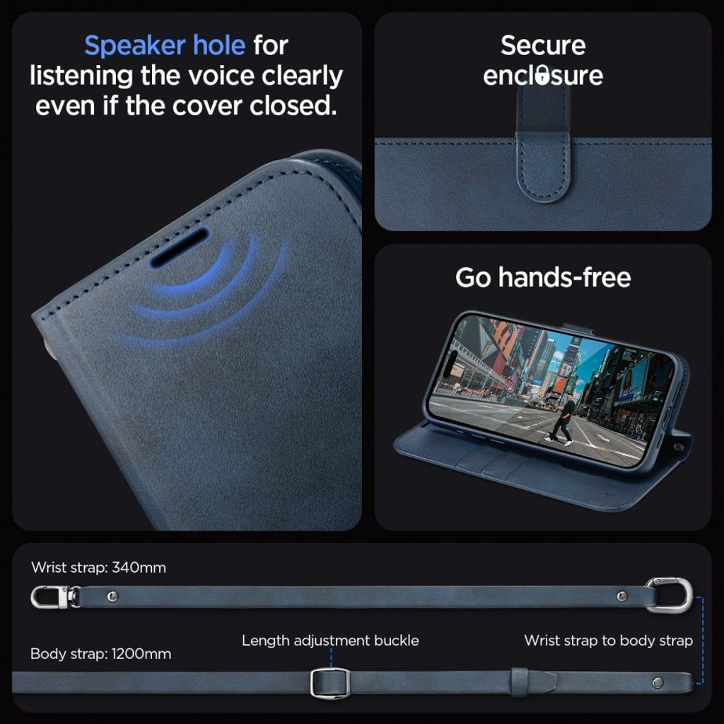 Spigen Wallet S Pro Etui til iPhone 15 Pro - Marineblå