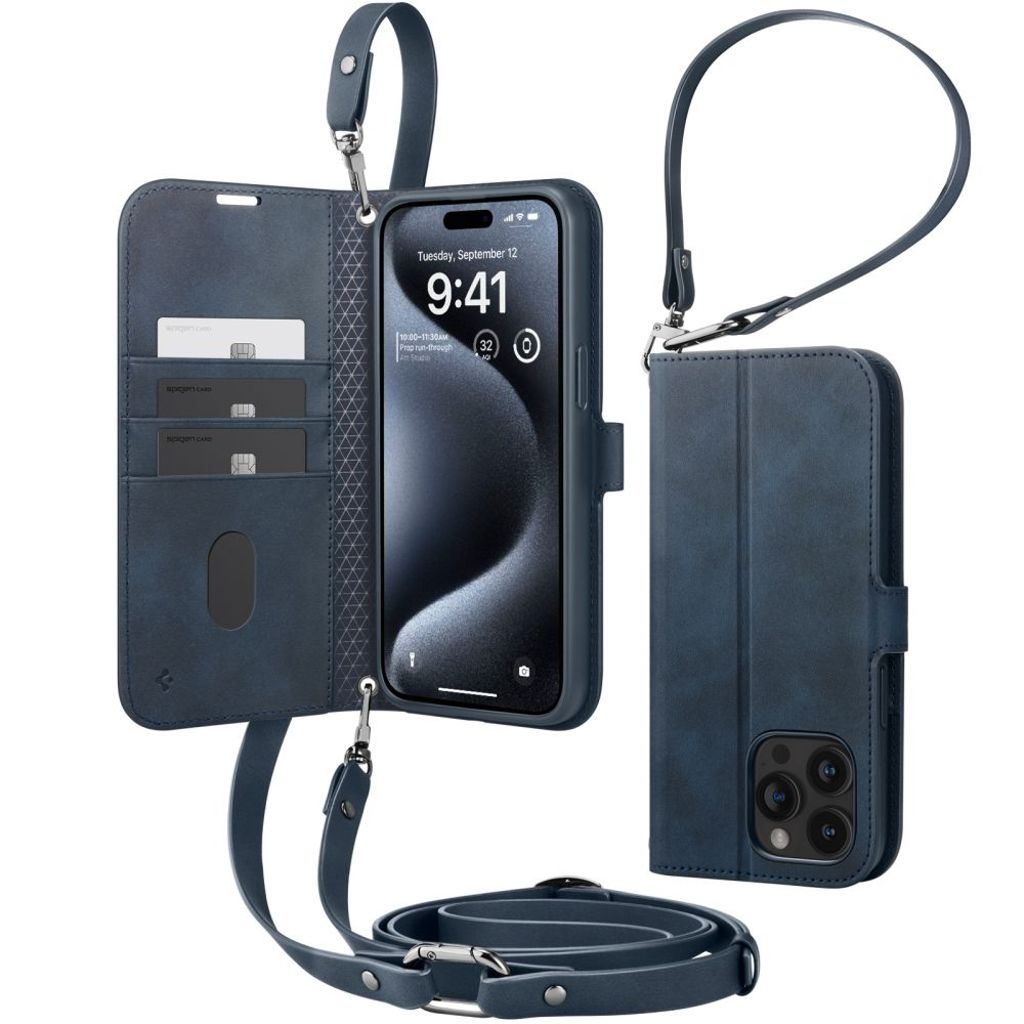 Spigen Wallet S Pro Etui til iPhone 15 Pro - Marineblå