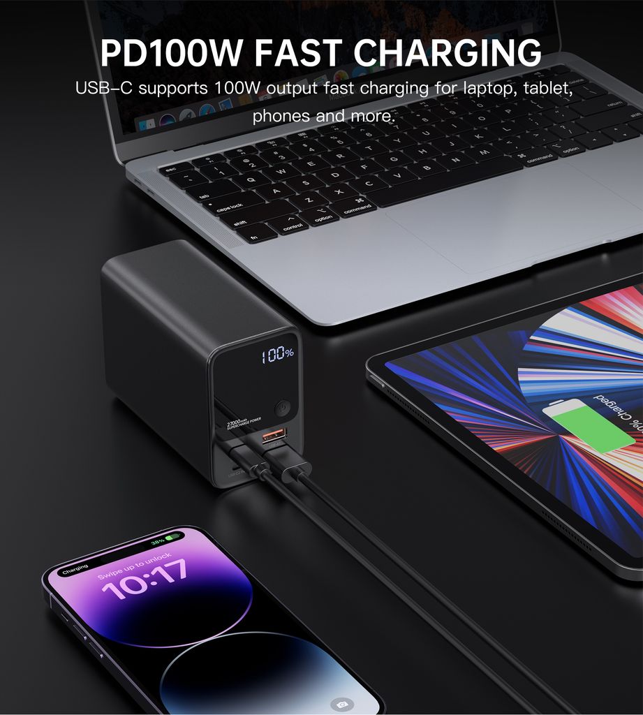 Choetech B635BK USB-A / USB-C powerbank 22.5W 27000mAh - svart