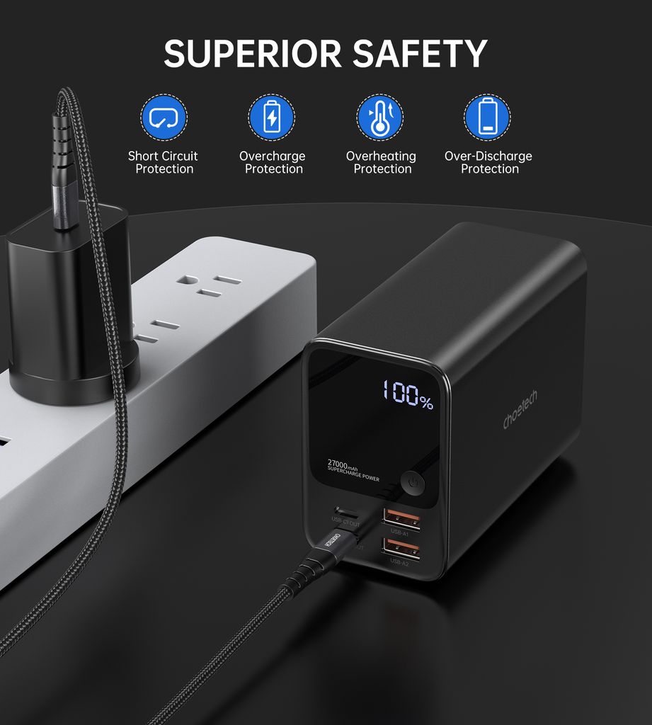 Choetech B635BK USB-A / USB-C powerbank 22.5W 27000mAh - svart