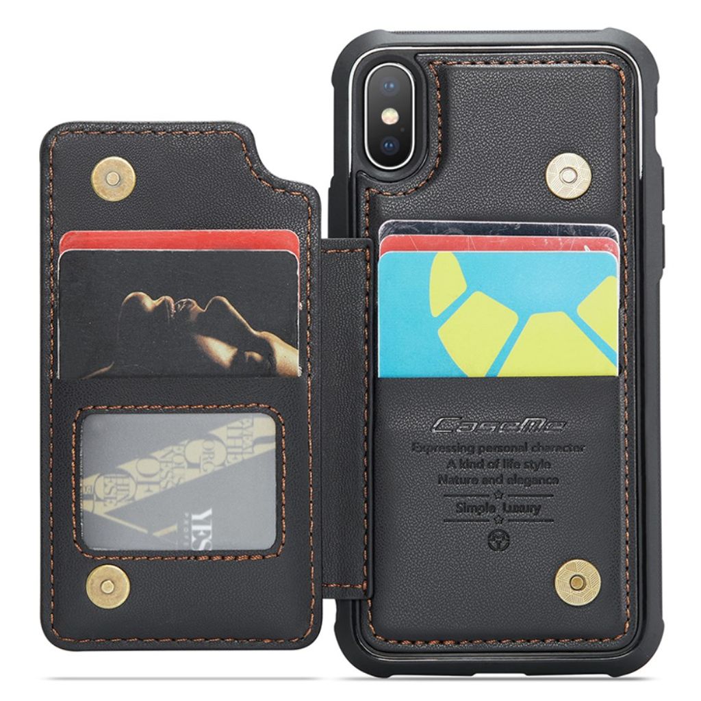 CASEME iPhone XS Max Pungcover RFID-blokerende Kortholder – Sort