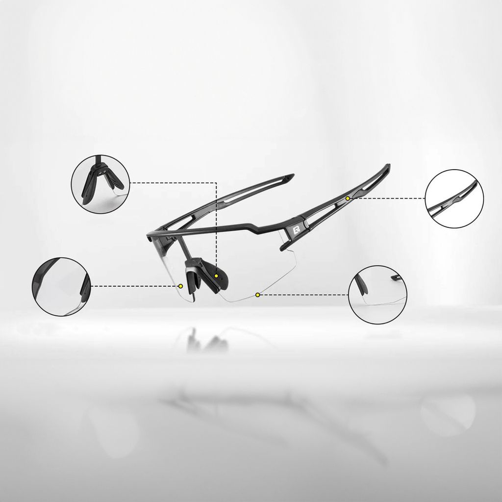 Rockbros 10175 Fotokromiske UV400 Cykelbriller - Sort