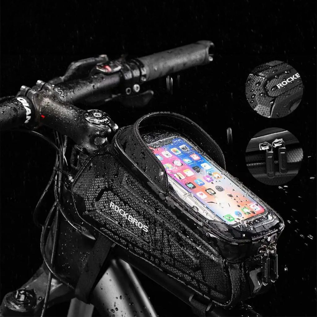 Rockbros B68-1 rammonterad cykelväska med telefonfack – svart