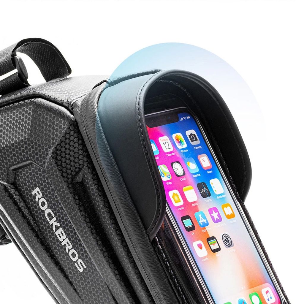 Rockbros B68-1 rammonterad cykelväska med telefonfack – svart