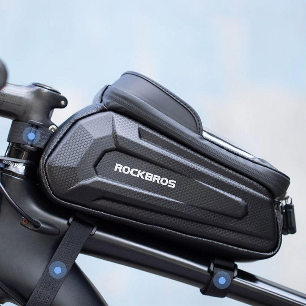 Rockbros B68-1 rammonterad cykelväska med telefonfack – svart