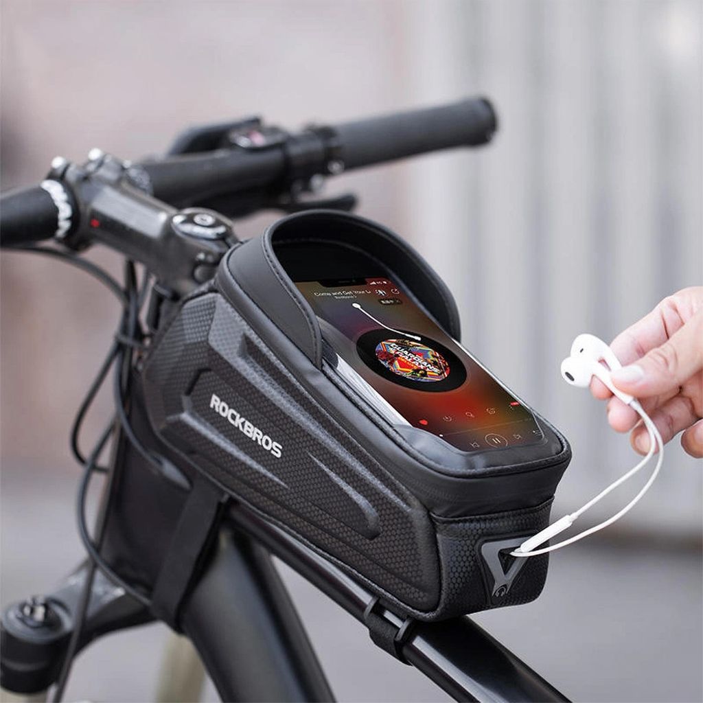 Rockbros B68-1 rammonterad cykelväska med telefonfack – svart