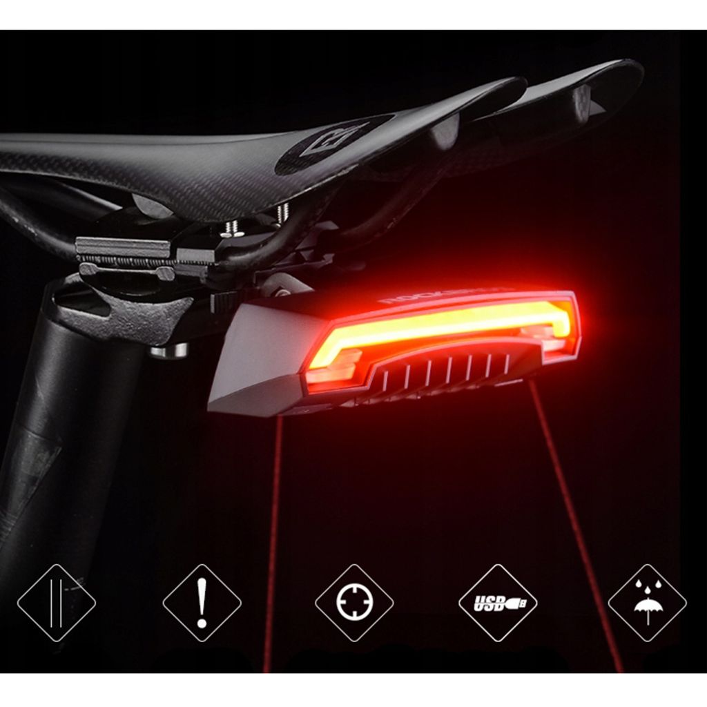 Rockbros cykelbaklampa med laser 80lm med fjärrkontroll, uppladdningsbar 2000mAh