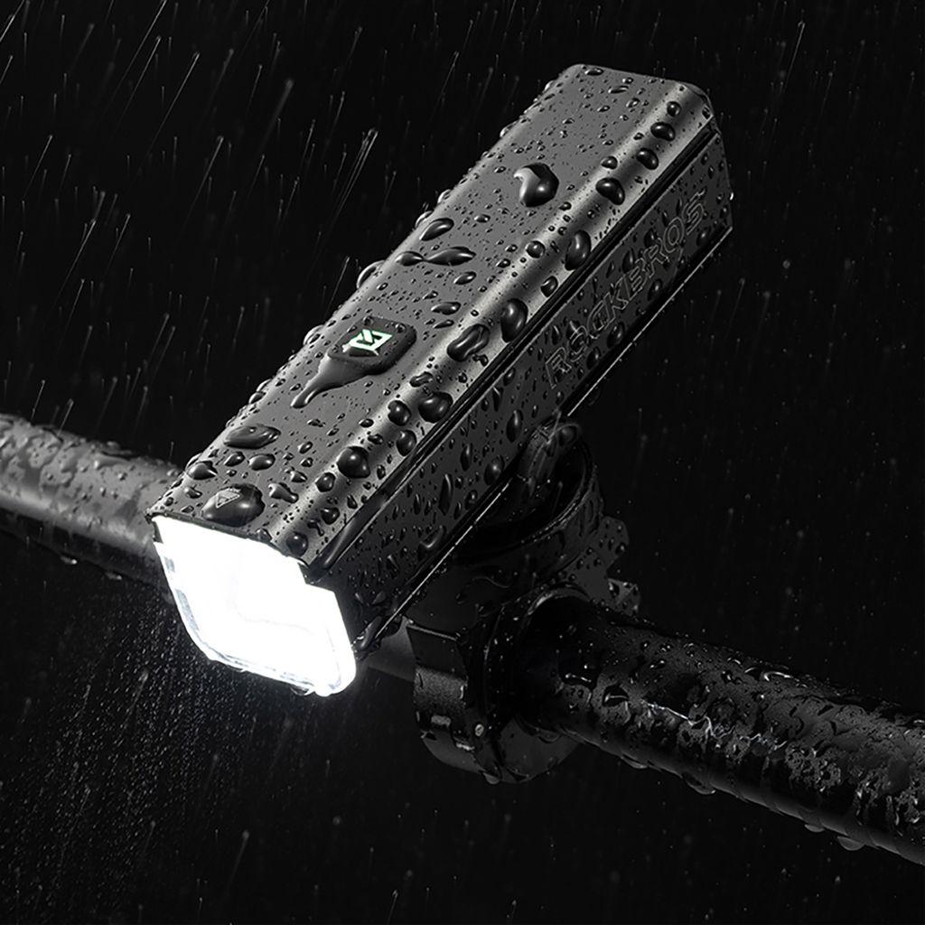 Rockbros sykkellykt foran 1000 lm + USB-C - USB-A-kabel - svart